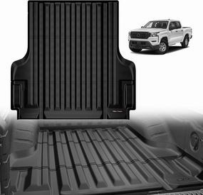 TripleAliners Truck Bed Mat Compatible with 2022 2023 2024 2025 Nissan Frontier Accessories Crew Cab 5FT Vehicle Perfectly Flush All Weather Protection TPE Heavy Duty Pickup Car Bed Cargo Mat