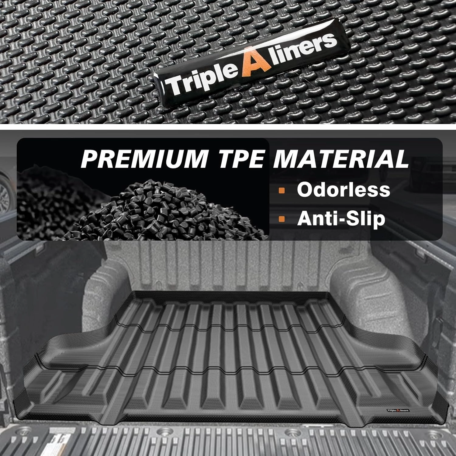 TripleAliners Truck Bed Mat Compatible with 2022 2023 2024 2025 Nissan Frontier Accessories Crew Cab 5FT Vehicle Perfectly Flush All Weather Protection TPE Heavy Duty Pickup Car Bed Cargo Mat