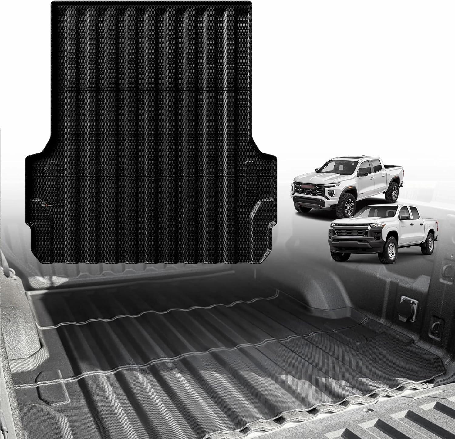 TripleAliners Truck Bed Mat Compatible with 2023 2024 2025 Chevy Colorado/GMC Canyon Accessories 5FT Vehicle Perfectly Flush All Weather Protection TPE Heavy Duty Pickup Car Bed Cargo Mat