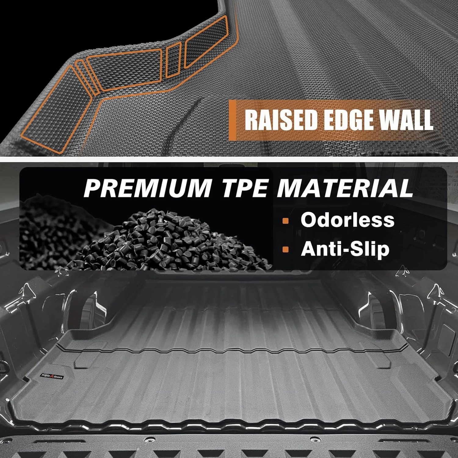 TripleAliners Truck Bed Mat Compatible with 2023 2024 2025 Chevy Colorado/GMC Canyon Accessories 5FT Vehicle Perfectly Flush All Weather Protection TPE Heavy Duty Pickup Car Bed Cargo Mat