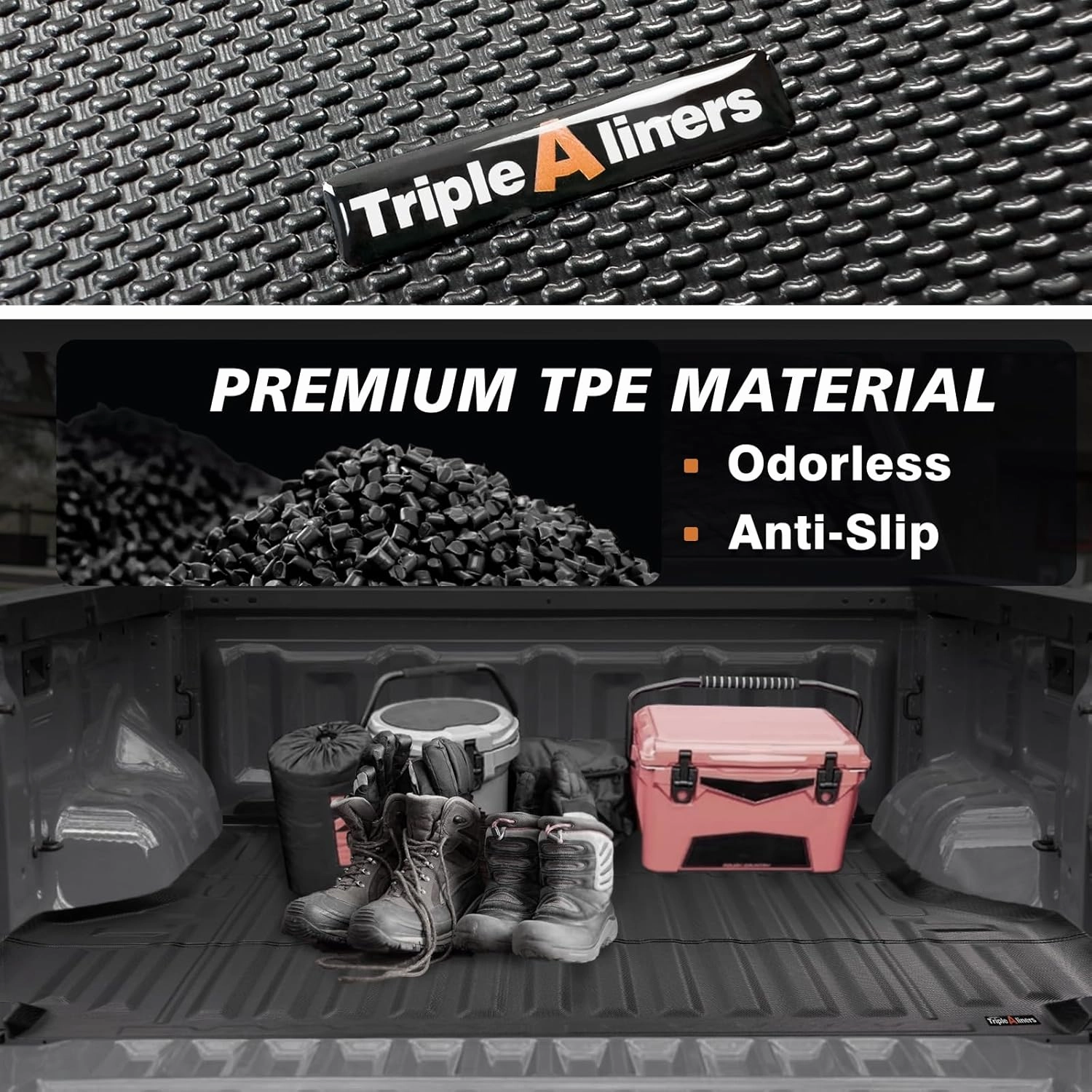 TripleAliners Truck Bed Mat Compatible with 2024 2025 Ford Ranger Accessories 5FT Vehicle Perfectly Flush All Weather Protection TPE Heavy Duty Pickup Car Bed Cargo Mat Bed Liner
