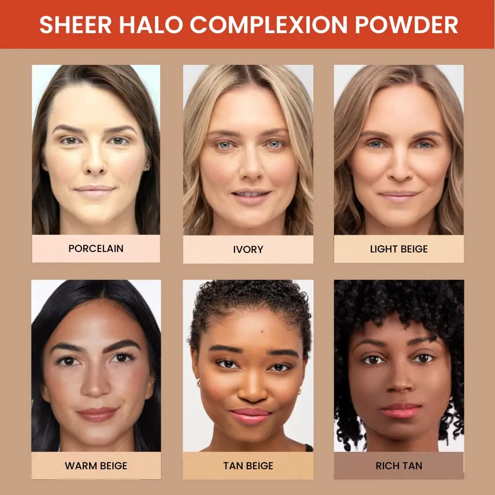 True   Luscious Sheer Halo Complexion Powder in Light Beige - Talc-Free Setting & Foundation Powder - Oil Control Mineral Pressed Powder with Kaolin Clay - Clean, Vegan & Cruelty-Free - 0.32 oz