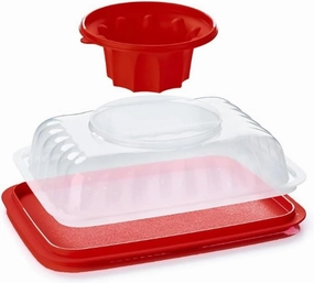 Tupperware Rectangular Jumbo Jel Ring Party Multilayer Dessert and Dip Mold 10.5 cup/2.5 L in Red