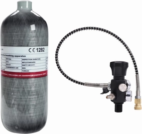 TUXING 122ci/2L CE Carbon Fiber Paintball Tank with Dual Gauge Valve,PCP Tank 4500 psi,Complete PCP Airgun Charging System Lightweight Paintball Fill Station