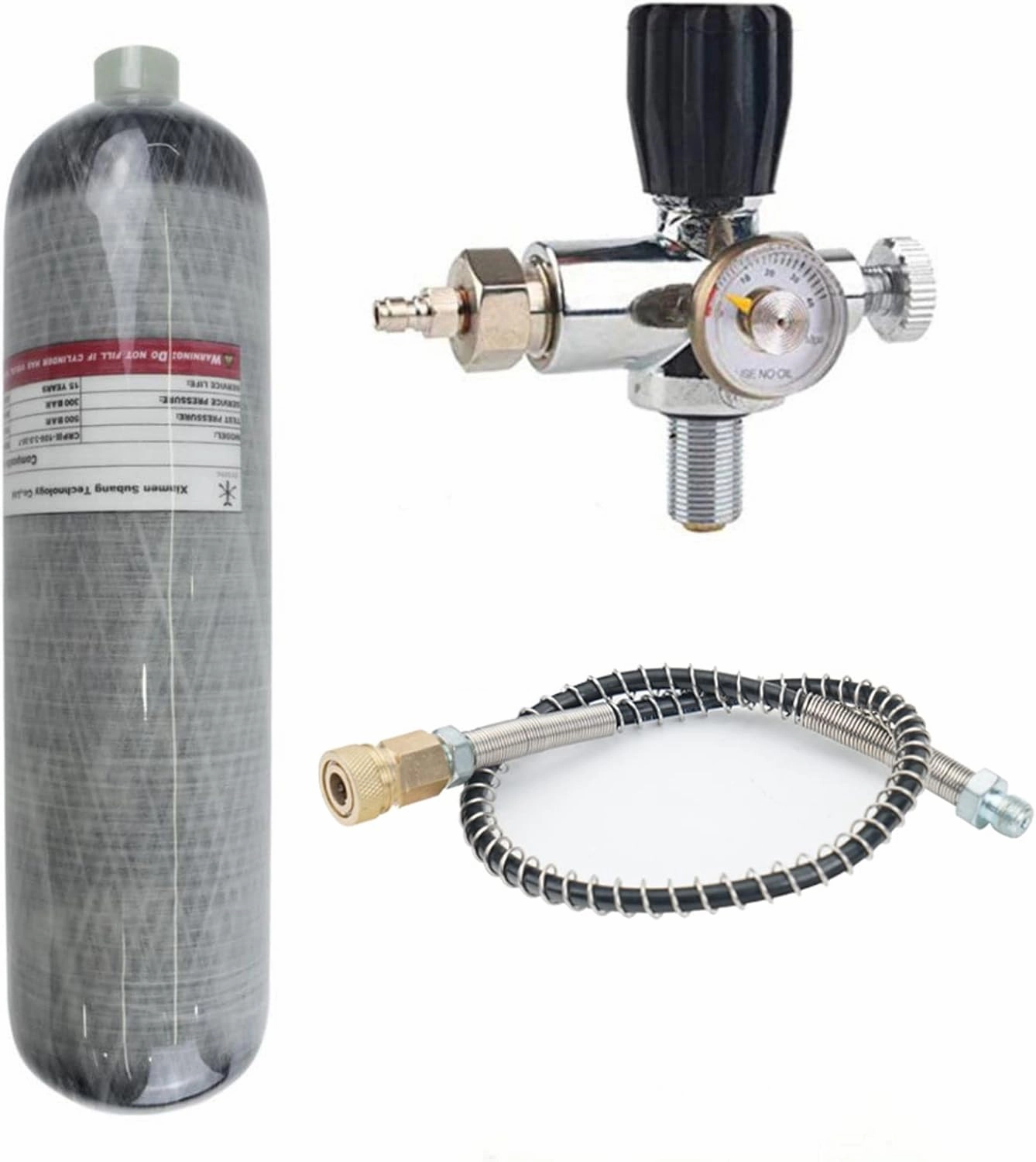 TUXING 4500Psi 3L Carbon Fiber Scuba Tank with Paintball Fill Station with Valve Regulator Gauge,High Pressure Composite Cylinder,Diving Tank,Pcp Air Tank for Pcp Air Rifle Snorkeling Water Sports