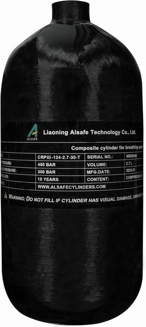 TUXING 4500Psi Carbon Fiber Scuba Tank 2.7L 164Cu in 2700CC High Pressure Composite Cylinder, CE Approved, Pcp Paintball Air Tank Diving Tank (Empty Bottle) M18*1.5