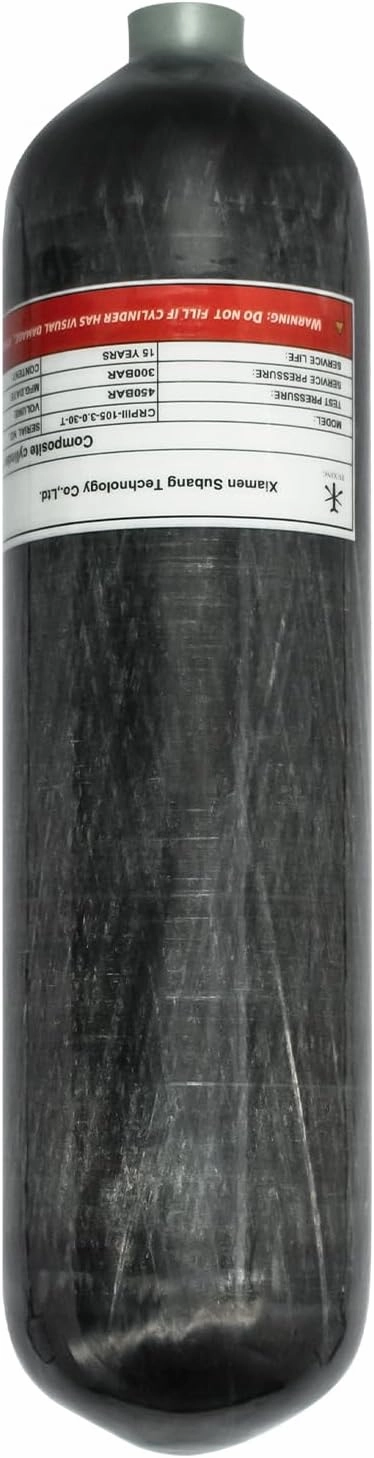 TUXING 4500Psi Pcp Air Tank,High Pressure Composite Cylinder,Carbon Fiber Air Tank 3L,CE Approved,Pcp Paintball Air Tank Diving Tank（Empty Bottle） M18*1.5