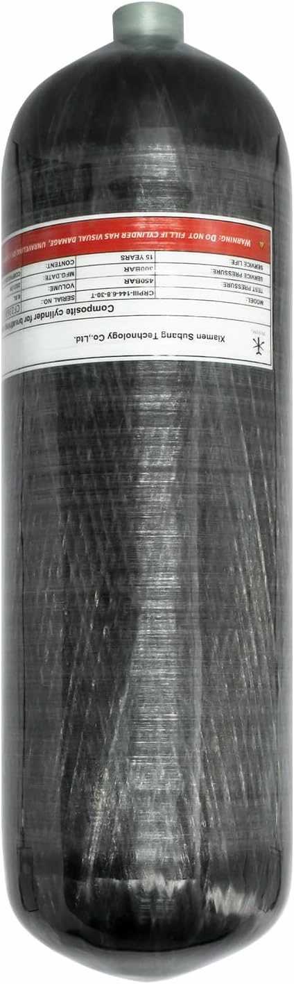 TUXING 4500Psi Pcp Air Tank,High Pressure Composite Cylinder,Carbon Fiber Air Tank 6.8L,CE Approved,Pcp Paintball Air Tank Diving Tank（Empty Bottle） M18*1.5