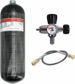TUXING 6.8L 4500psi Carbon Fiber Air Tank（Empty Bottle）& Paintball Fill Station with Valve Regulator Gauge for PCP Game
