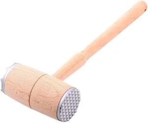 Two Sides Wooden Meat Tenderizers Mallet Pounder Kitchen Tool with Aluminum Alloy Heads for Tenderizing Steak Beef