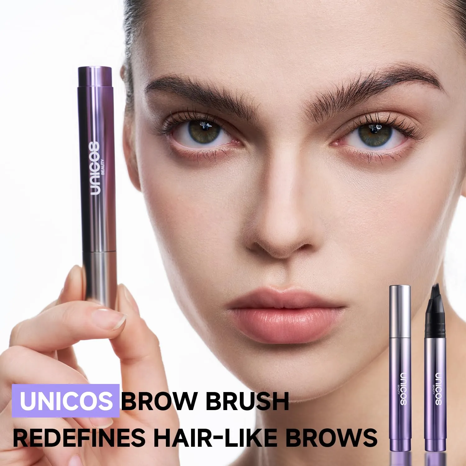 Unicos Eyebrow Pen, Angled Brow Brush, Eyebrow Pencils for Women, Natural Eyebrow, Hair-Like Strokes, 24hrs Long-Lasting, Waterproof, Smudge-Proof, Easy to Use, Multiple Uses, Gifts for Her, Taupe