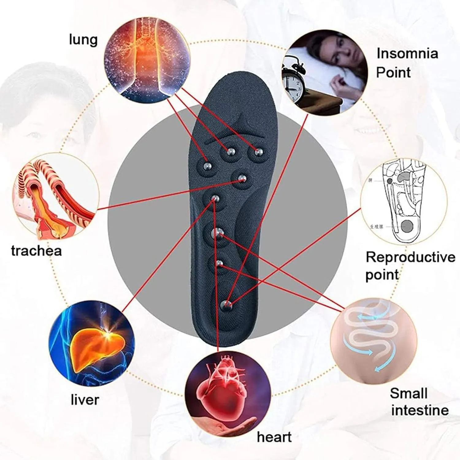 Unisex Magnetic Massage Insoles Foot Acupressure Shoe Pads, Acupressure Slimming Insoles for Weight Loss Washable and Cutable Reflexology Pain Relief Shoe Insoles for Men & Women,L(42-48),2 PAIRS