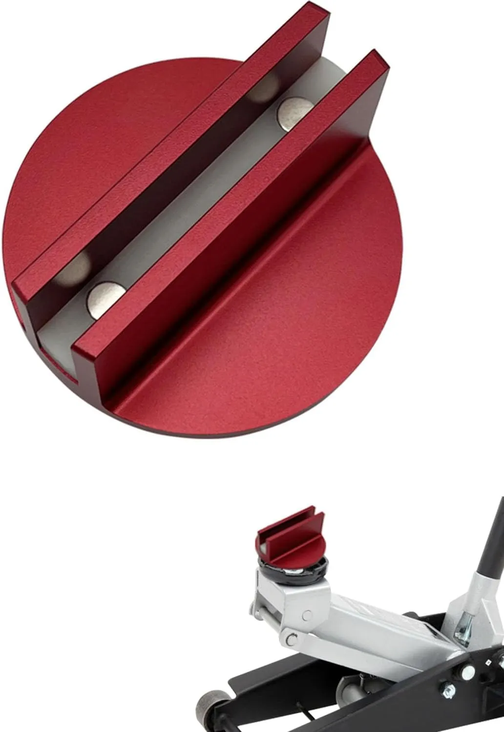 Universal Magnetic Jack Pad - Jack Puck Pinch Weld Frame Rail Adapter for Universal Vehicles 0.4" Slotted Aluminum Groove Frame Guide Rail Adapter (Red-1 Pack)…