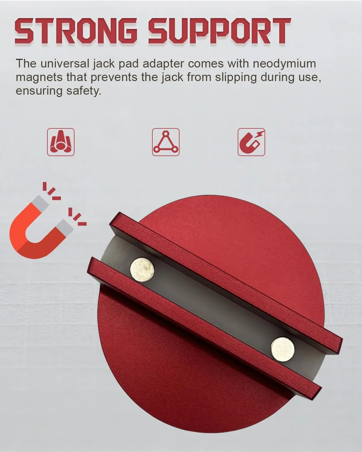 Universal Magnetic Jack Pad - Jack Puck Pinch Weld Frame Rail Adapter for Universal Vehicles 0.4" Slotted Aluminum Groove Frame Guide Rail Adapter (Red-1 Pack)…