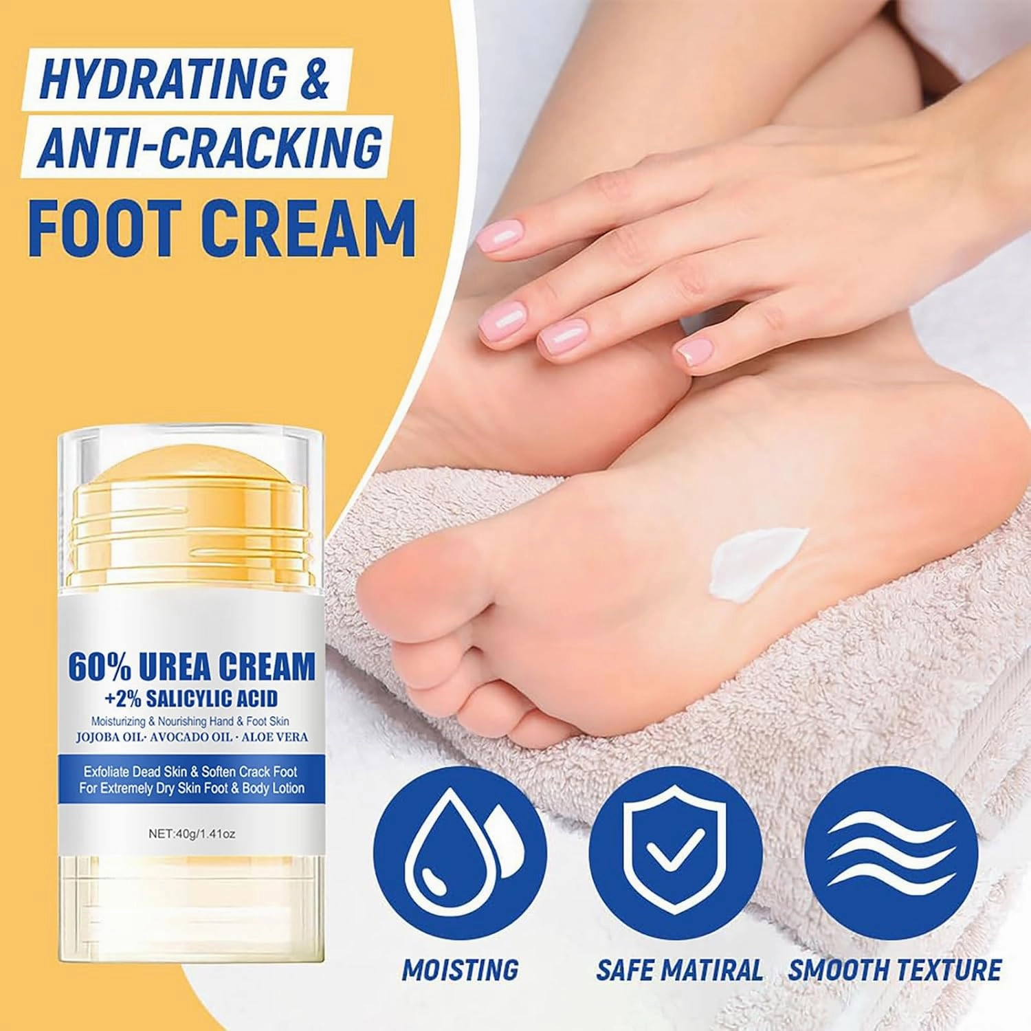 Urea Foot Cream, Cracked Heel Repair Cream, Urea Foot Cream 60 Percent, Heel Balm, Petroleum Jelly, FootCream For Cracked Heels And Dry Skin, Dry Feet Calluses And Hard Skin (3 pcs)
