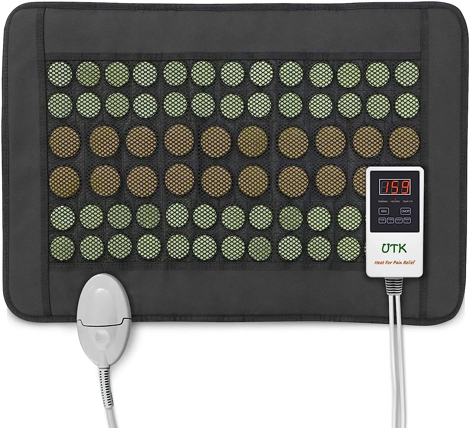 UTK Heating Pad for Back, Far Infrared Natural Jade and Tourmaline Heating Pad, FSA HSA Eligible, Auto Shut Off, Memory Function, Included Travel Bag, 23.5"×16", Birthday Gifts for Women Men