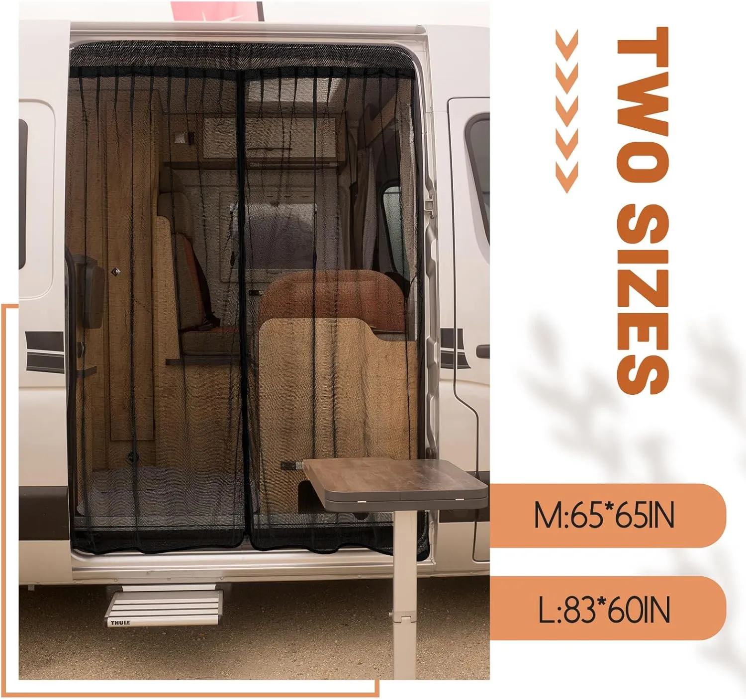Van Bug Screen High Roof Mosquito Bug Net for Camping Screen Universal Size Mosquito Net Center Zipper Closure with Zipper Van Camping(Medium, 65 x 65 Inch)