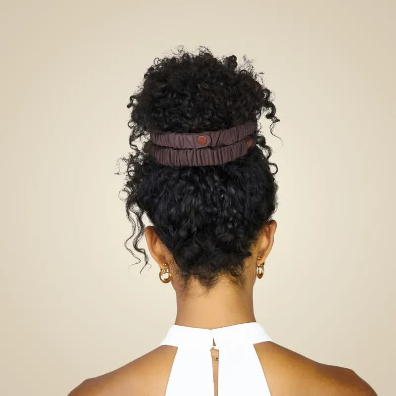 Velvet Oversized Adjustable Scrunchies for Thick, Natural Hair (2-pack) | No Slip, No Damage, Jumbo Women’s Afro Puff Scrunchie Designed for Curly Black Women’s Hair (Brown)