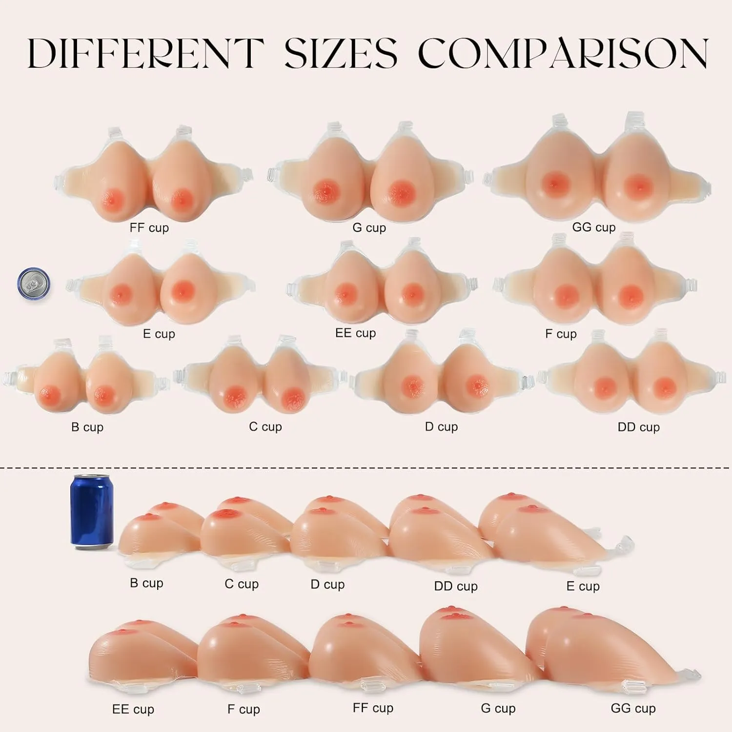 Vollence Strap on Silicone Breast Forms Fake Boobs for Mastectomy Crossdresser