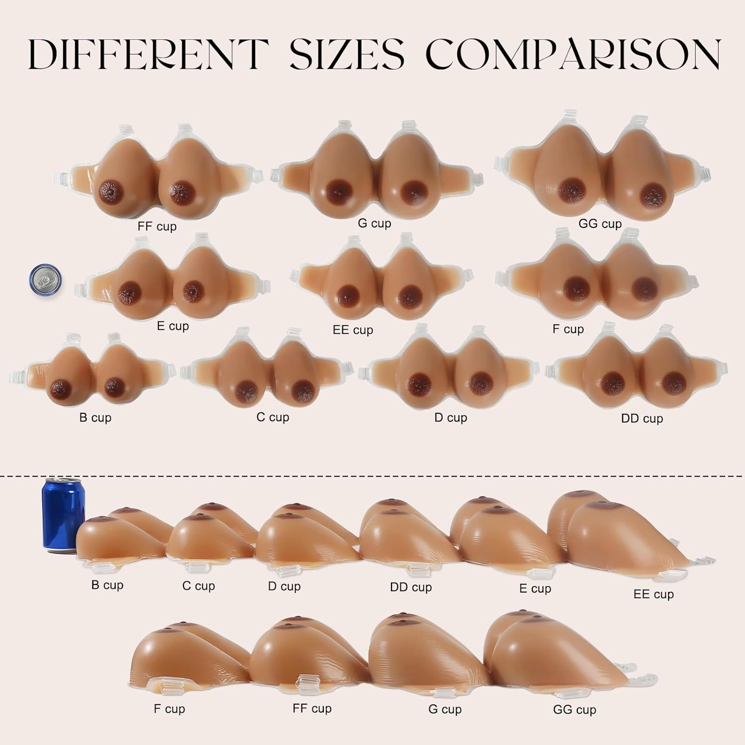 Vollence Strap on Silicone Breast Forms Fake Boobs for Mastectomy Crossdresser