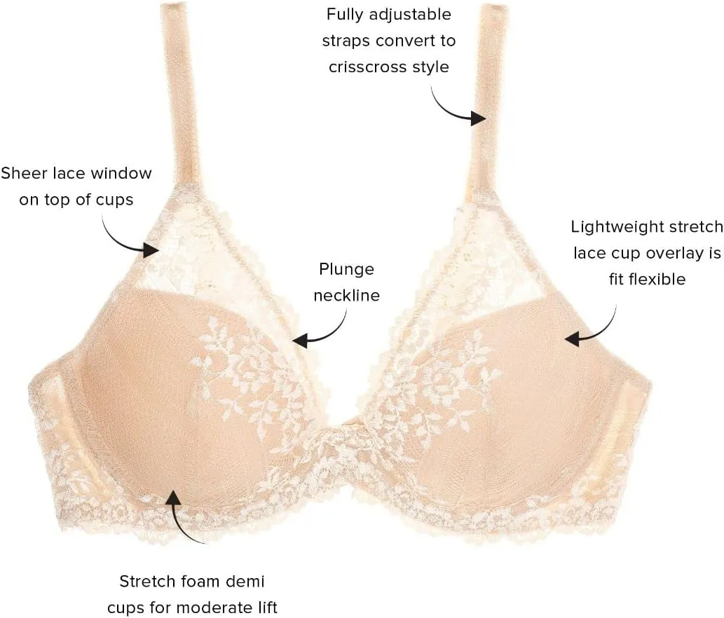 Wacoal Women's Embrace Lace Plunge Convertible Contour Bra