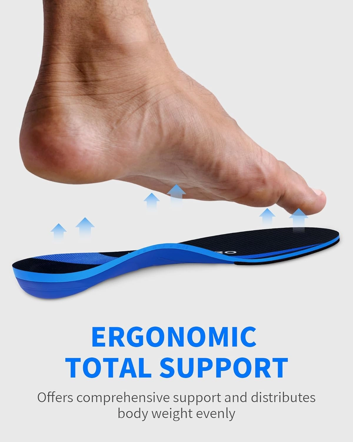 WalkHero All-Around Arch Support Inserts - Plantar Fasciitis Relief Orthotic Insoles for Flat Feet and Daily Walking, Shock Absorbing and Cushioning (Mens 6-6.5 | Womens 8-8.5, Navy Blue)