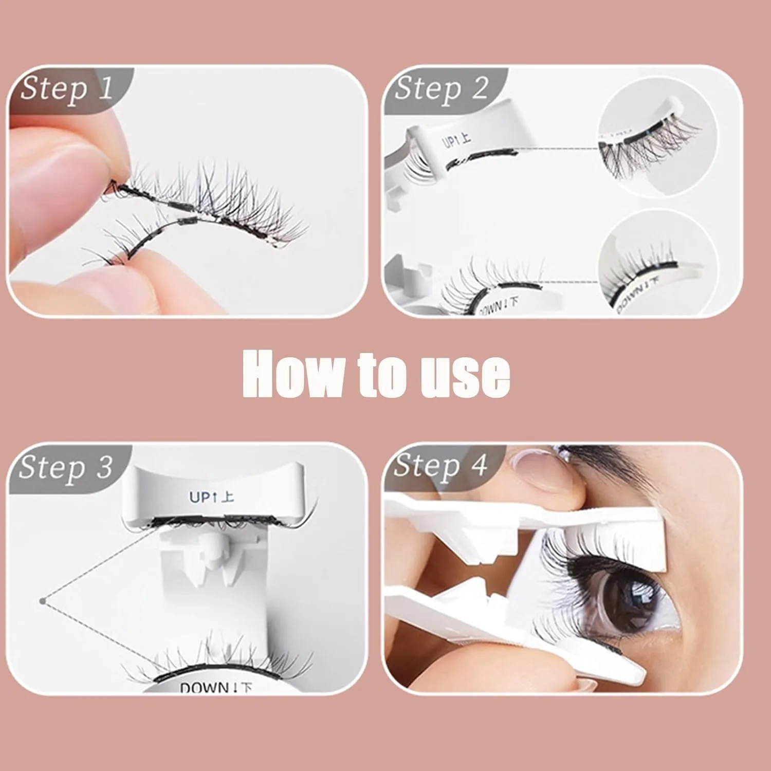 Wasado Magnetic Eyelashes, 2 Style Reusable Magnetic Eye Lashes Natural Look No Glue or Liner Need with Applicator (Magnetic Eyelashes #01)