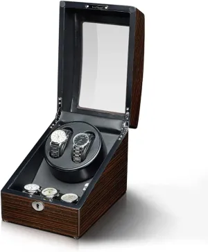 Watch Display Box Automatic Watch Winder Box for Man/Woman' s Watches Watch Display Case with Quiet Motor Flexible Watch Pillow Wood Shell Pia