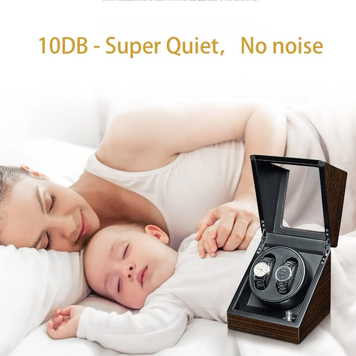 Watch Display Box Automatic Watch Winder Box for Man/Woman' s Watches Watch Display Case with Quiet Motor Flexible Watch Pillow Wood Shell Piano Paint Exterior (4 6)