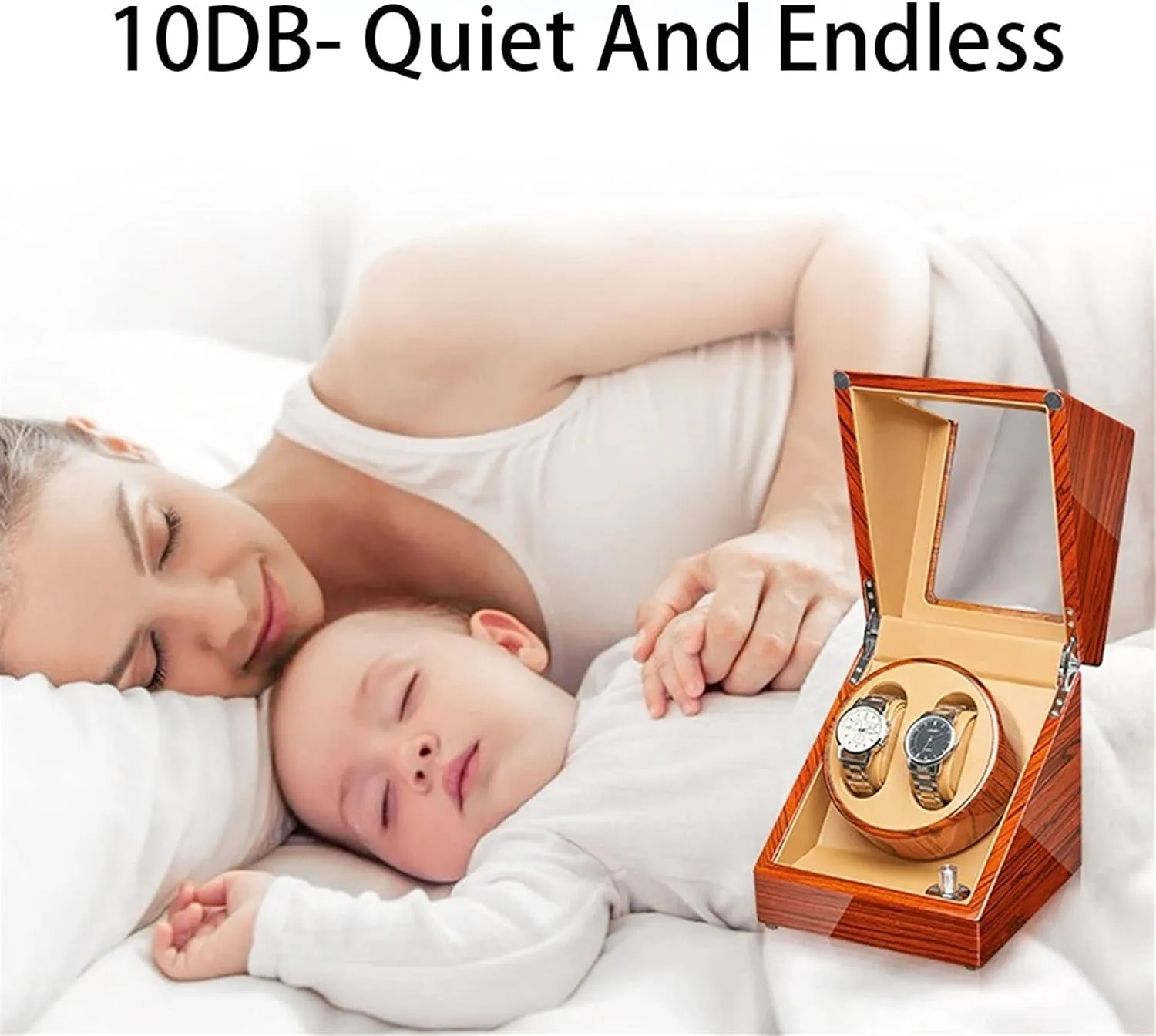 Watch Display Box Automatic Watch Winder for 2/4 Watches Wood Shell Piano Finish Watch Rotator Box with Quiet Motors Flexible Watch Pillow Fit Lady and Man Wa,4 0