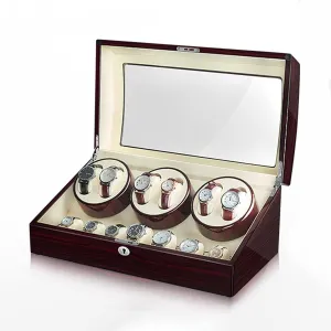 Watch Display Box Automatic Watch Winder Storage Display Box with 6 7 Slot Wood Shell Piano Self Winding Watch Rotator Box with Quiet Motor Flexible Watch PillowA-6 7