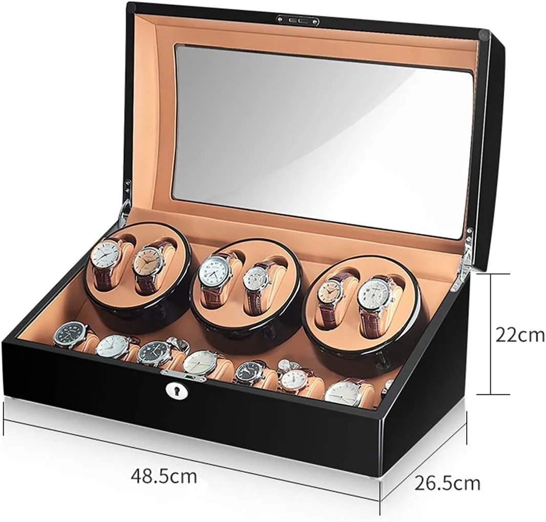 Watch Display Box Automatic Watch Winder Storage Display Box with 6 7 Slot Wood Shell Piano Self Winding Watch Rotator Box with Quiet Motor Flexible Watch PillowA-6 7