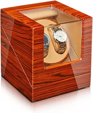 Watch Display Box Automatic Watch Winder Watch Display Case with Motor Flexible Watch Pillow Wood Shell Piano Finish 4 Rotation Mode Setting Fit Lady and Man Watches (2 0)