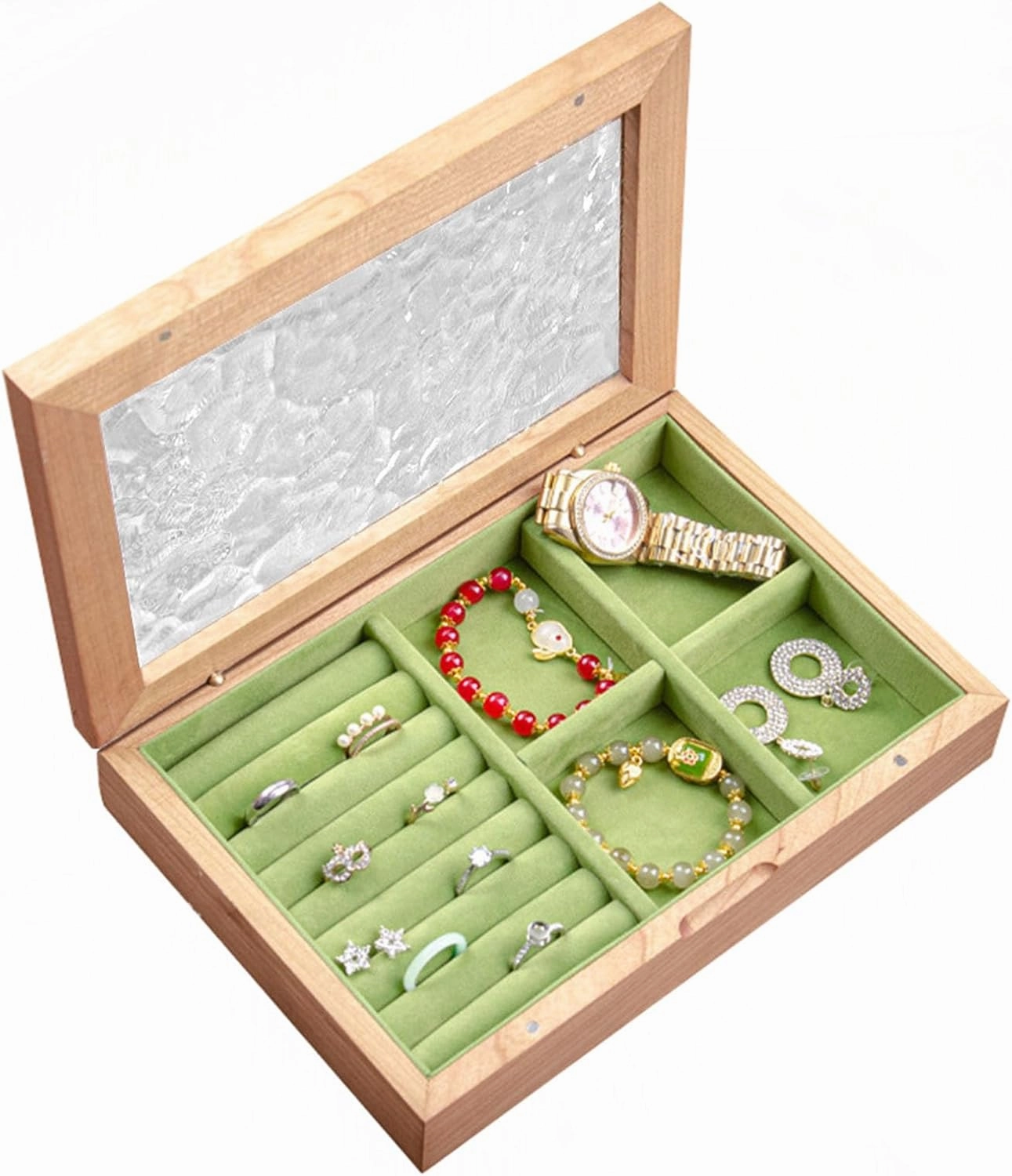 Watch Box Organizer for Men Luxury Wood Watch Jewelry Box Multipurpose Jewelry Organizer Wooden Travel Jewelry Box for Collections,A1