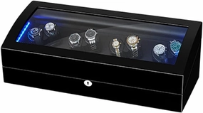 Watch Display Box Automatic Watch Winder for 8 Watches  9 Storage Watches Display Box with Quiet Mabuchi Motor LED Lights Flexible Watch Pillow Fit Lady and Man Watches (Size : 8 9)
