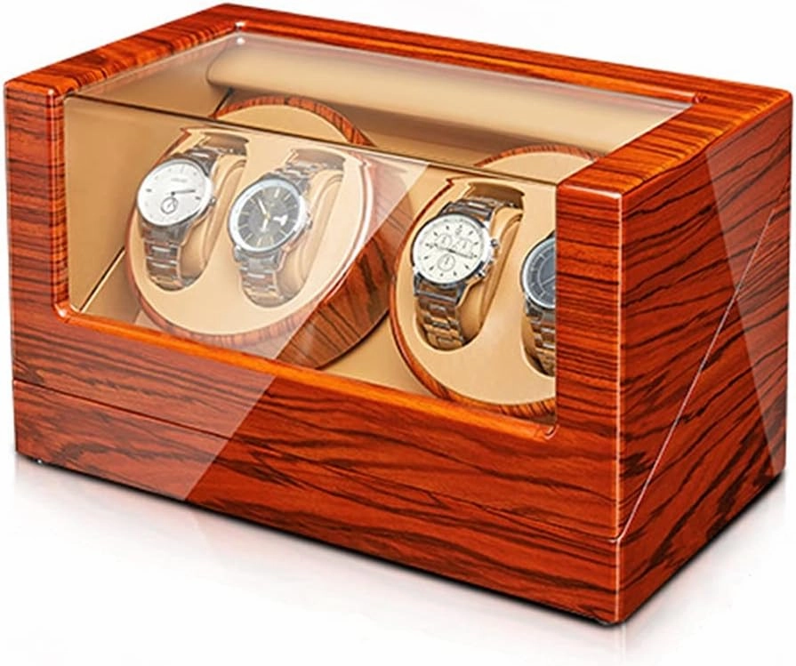 Watch Display Box Watch Winder Automatic Watch Winder Box for 2/4 Watches with Quiet Motors Flexible Watch Pillow Wood Shell Piano Finish Fit Lady and Man Watches (4 0)