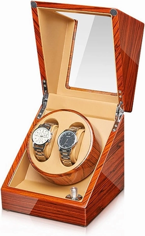 Watch Display Box Watch Winder for 2/4 Automatic Watches Watches Display Box Withquiet Motors Flexible Watch Pillow Wood Shell Piano Finish Fit Lady and Man Watches2 0