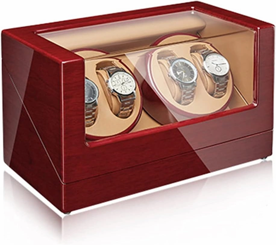 Watch Display Box Watch Winder For 2/4 Automatic Watches With Silent Motor Flexible Watch Pillow Acrylic Glass Wood Shell Piano Finish Watch Display Box4 0