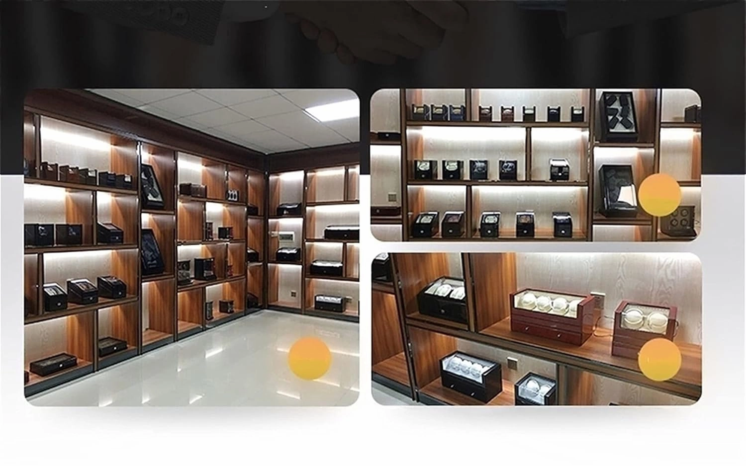 Watch Display Box Watch Winder For 4 Storages Wood Shell Piano Paint Exterior And Extremely Silent Motor, With Soft Flexible Watch PillowBlack-4 0