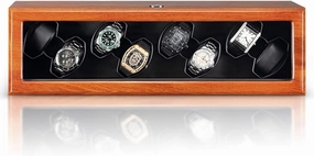 Watch Display Box Wooden Automatic Watch Winder Case Holder Mechanical Watch 2/8 Slots Winding Display Organizer Luxury Motor Shaker Rotating BoxBlack-8 0