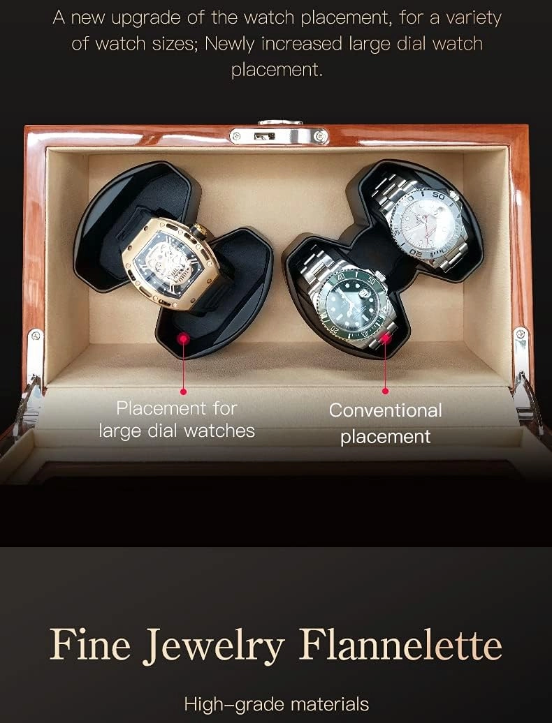 Watch Display Box Wooden Automatic Watch Winder Case Holder Mechanical Watch 2/8 Slots Winding Display Organizer Luxury Motor Shaker Rotating BoxBlack-8 0