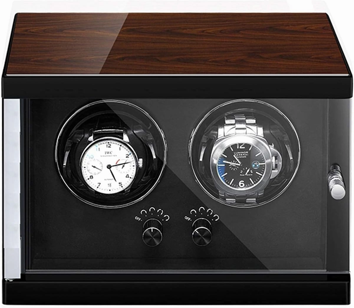 Watch Winder for 2 Automatic Watches 5 Available Modes Silent Motor Wood Shell Piano Finish Display Automatic Mechanical Storage Box for Winding for Men's and Lady's (Upgrade)