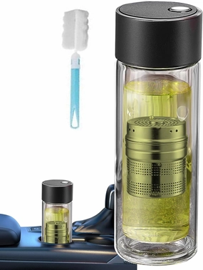 Water Bottle with Filter, Travel Tea Infuser 400ml, Double-Layer High Temp Resistant Cup, Magnetic Leakproof Lid, Ideal for Hydration Backpacks Sports School Gym Car
