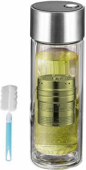 Water Bottle with Filter, Travel Tea Infuser 400ml, Double-Layer High Temp Resistant Cup, Magnetic Leakproof Lid, Ideal for Hydration Backpacks Sports School Gym Car