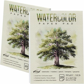 Watercolor Paper, 2 Pack Water Color Paper Pad, Watercolor Sketchbook, Cold Press Paper, Watercolor Supplies for Students, Artist & Professional, Ideal for Water Color Paint