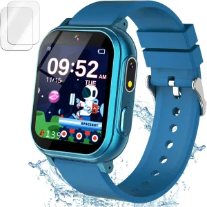 Waterproof Smart Watch for Kids with 32 Games Dual Camera, Habit Tracking, Pedometer, HD Touchscreen with Protector, Kids Watch Toys for Kids Age 5-12 Christmas Birthday Gift Boys Girls(Ink Blue)