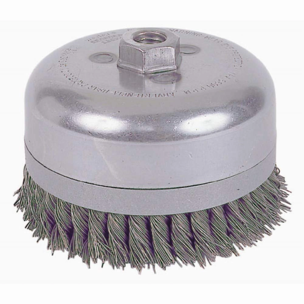 Weiler 12686 6" Double Row Knot Wire Cup, Banded, .035" Steel Fill, 5/8"-11 UNC Nut, Made in The USA