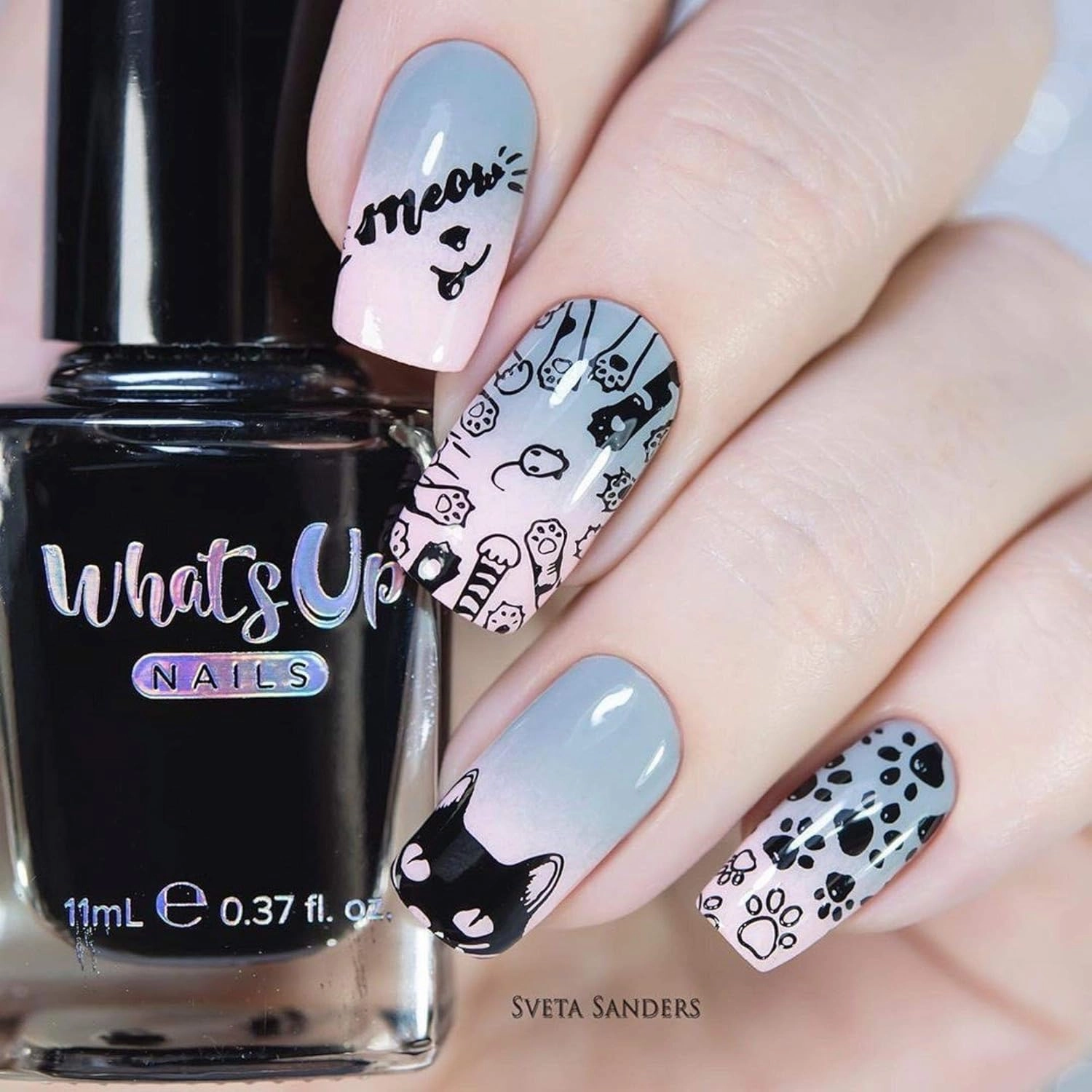 Whats Up Nails - 2 Essential Stamping Polishes (White, Black) Creme Lacquer for Stamped Nail Art Design 7 Free Cruelty Free Vegan