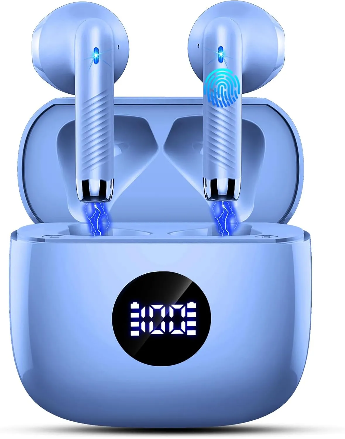 Wireless Earbuds, Bluetooth 5.4 Headphones HiFi Stereo, in Ear Earphones with 4 ENC Noise Cancelling Mics, 40H Playback Ear Buds with LED Display, Mini Case, IP7 Waterproof Headset with USB C Charging