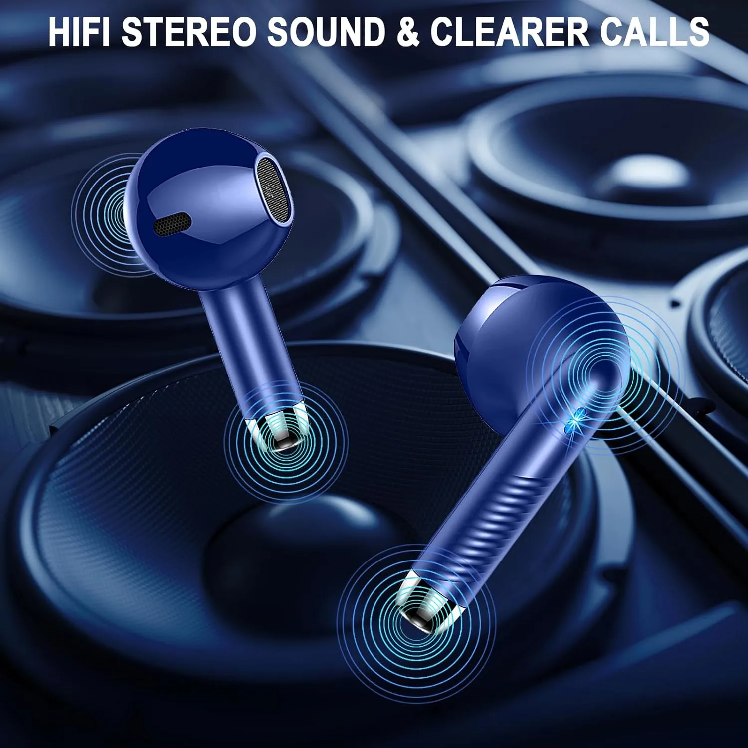 Wireless Earbuds, Bluetooth 5.4 Headphones HiFi Stereo, in Ear Earphones with LED Display 4 ENC Noise Cancelling Mics, 40H Playback Ear Buds with Mini Case, IP7 Waterproof Headset with USB C Charging